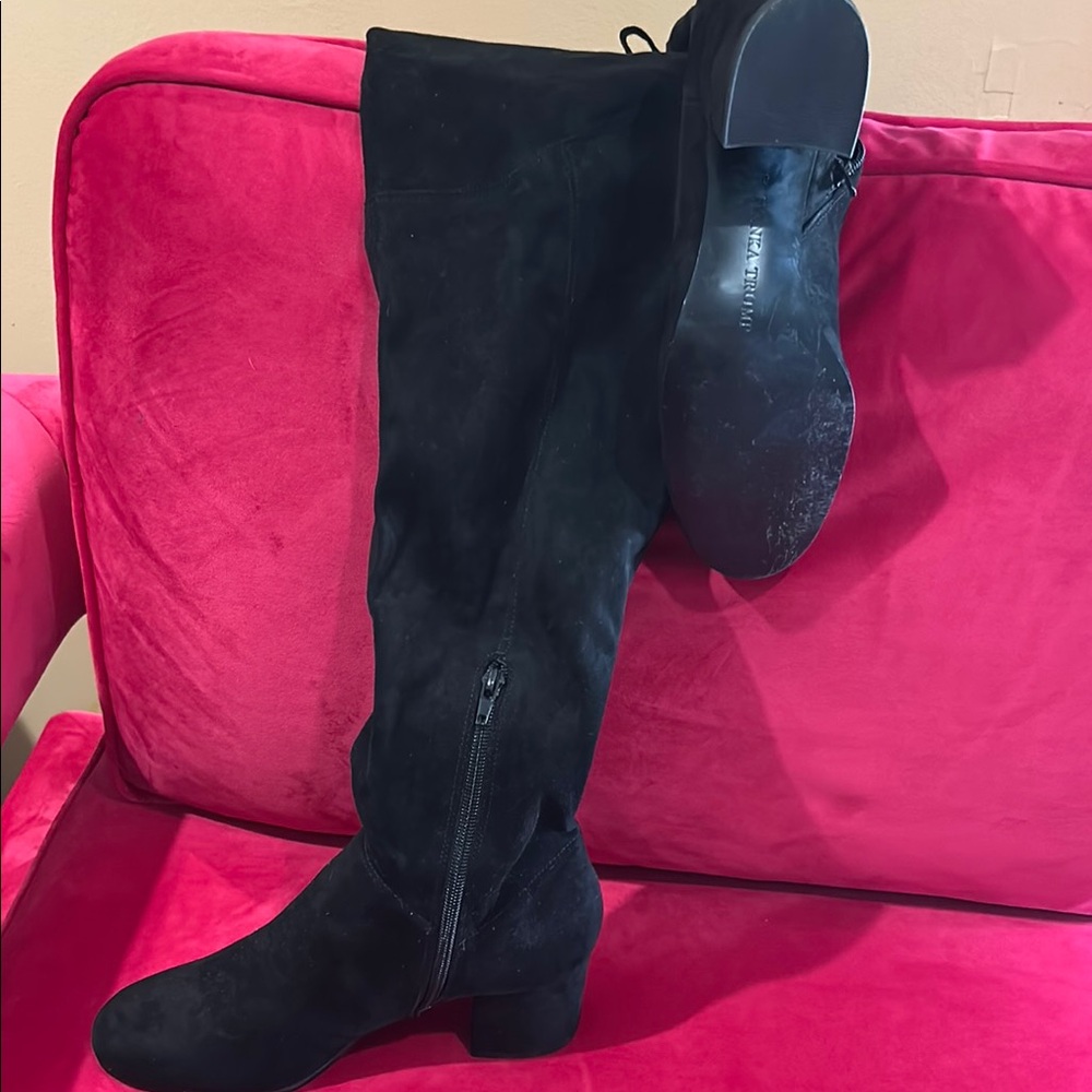 Ivanka Trump Black Over the Knee Boots Luxurious Suede